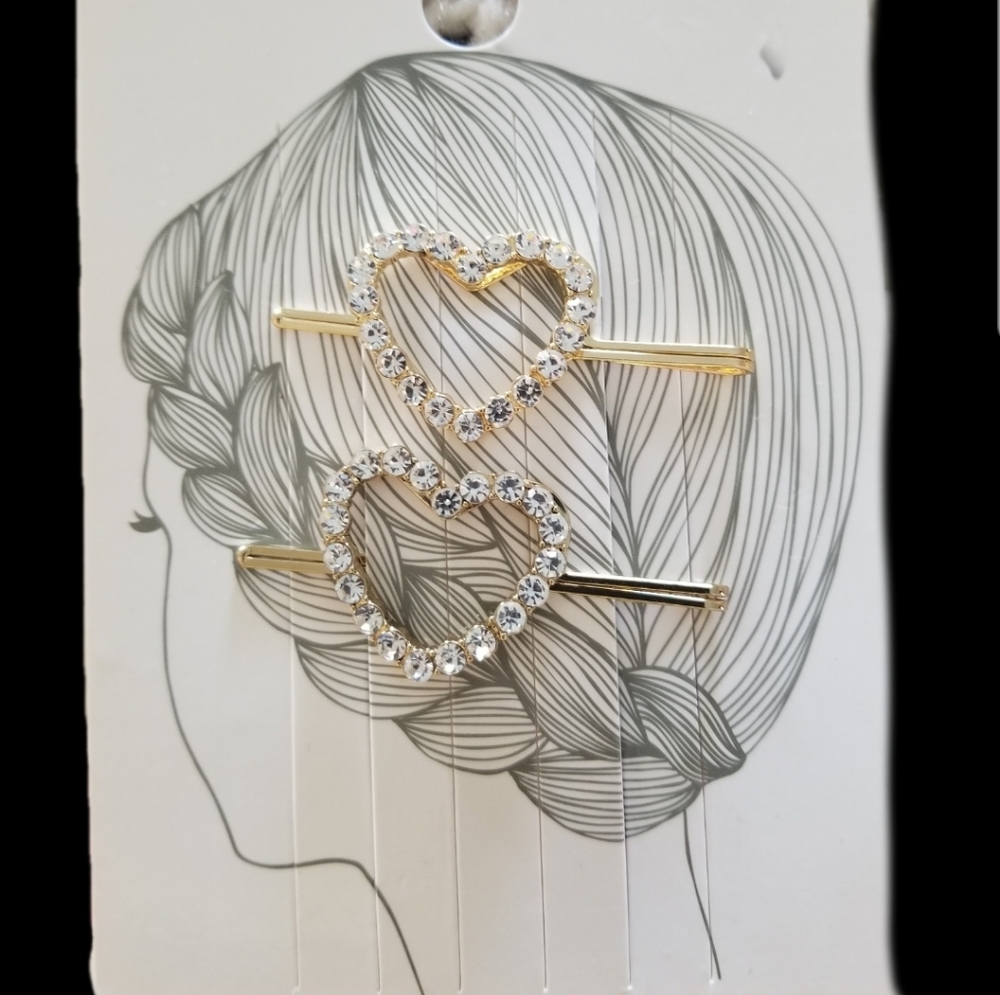NWT/Heart Embellished Bobby Pins